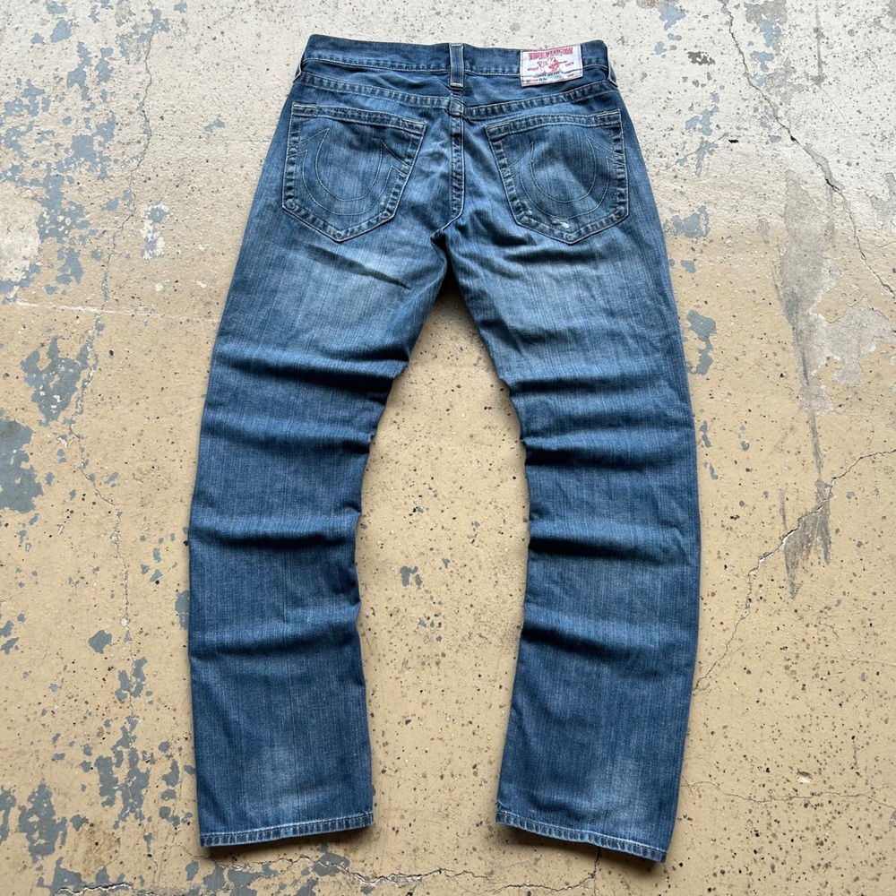 True Religion Section Slim Jeans Mens 34x33 Medium Wash Straight Leg Denim